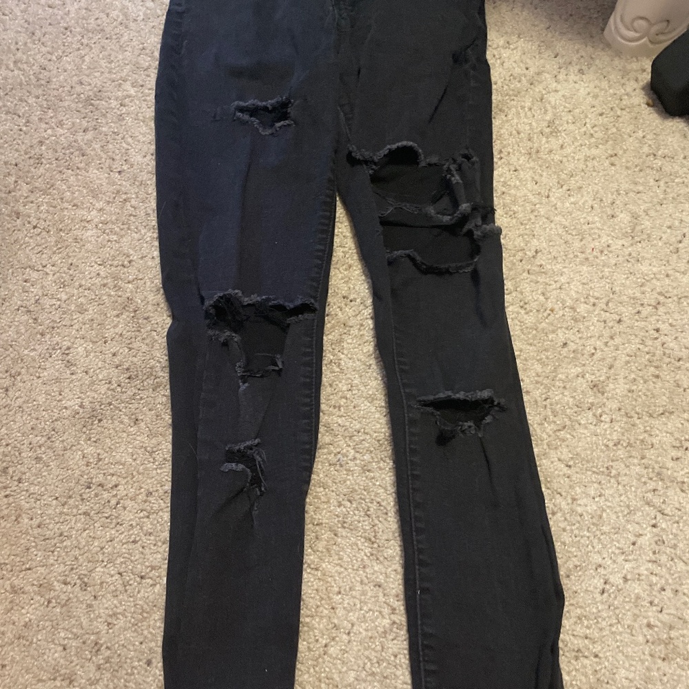 Black high waist ripped jeans